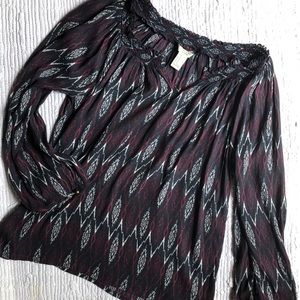 Navy burgundy blouse